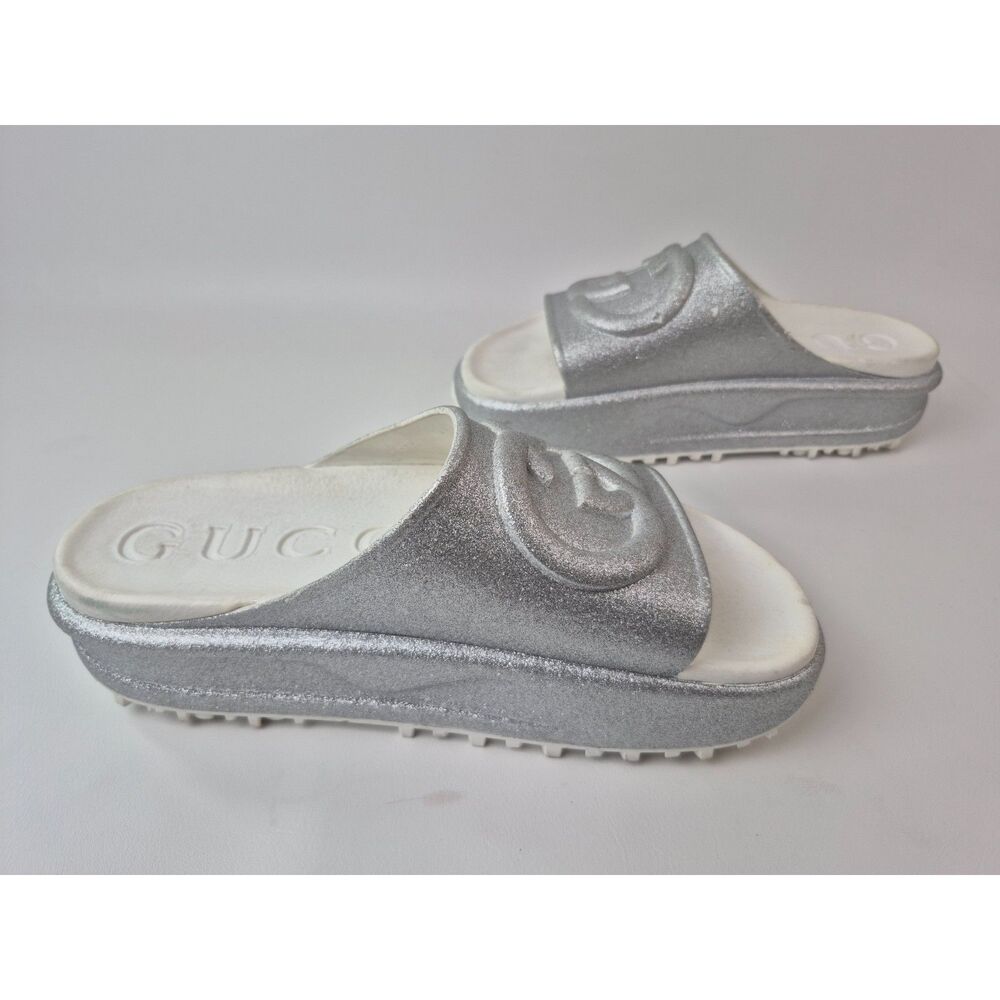 Gucci Miami Platform Slides Interlocking Gg Glitt… - image 4